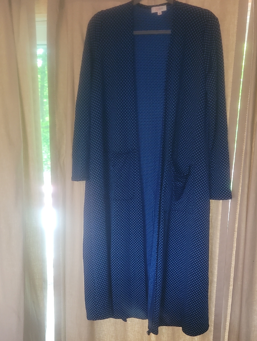 LuLaRoe Navy Blue Polka Dot Long Sarah Duster
